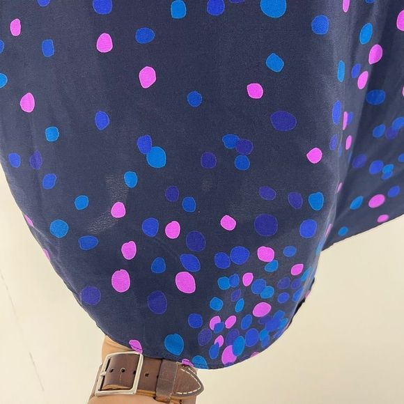 Amanda Uprichard Multicolor Polka Dot Split Neck Hi-Low Silk Blouse Small - Picture 11 of 11